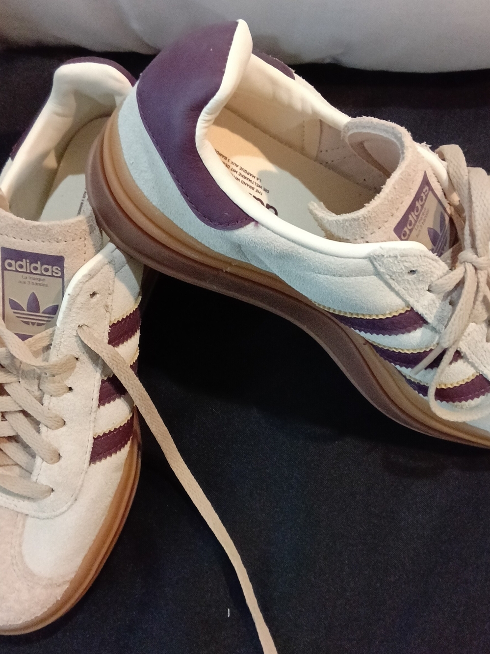adidas Women’s Gazelle Platform Sneakers in Cream & Burgundy - Picture 4 of 5